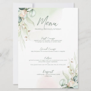 Eucalyptus Cotton Bouquet Wedding Diner Manu Kaart