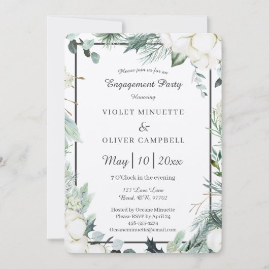 Eucalyptus Cotton | Feelt Ecru Engagement Party Kaart (Voorkant)