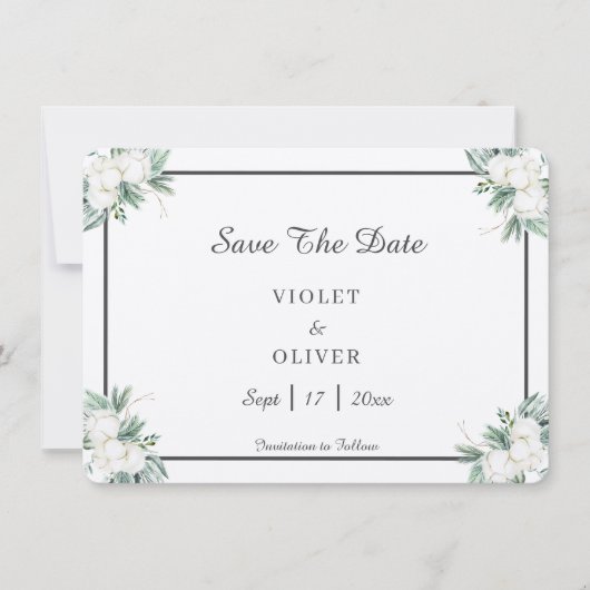 Eucalyptus Cotton | Felt Ecru Save The Date (Voorkant)