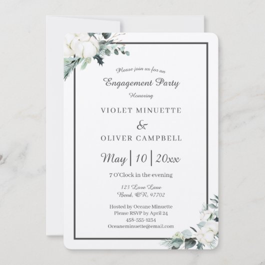 Eucalyptus Cotton | Felt Ecru v2 Engagement Party Kaart (Voorkant)