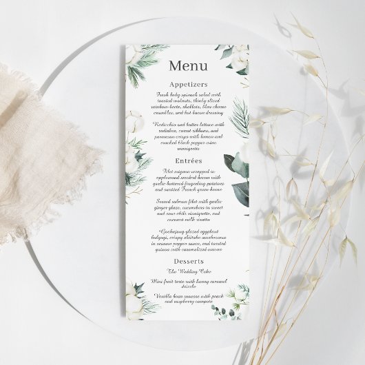 Eucalyptus Cotton | Menu White Modern Wedding