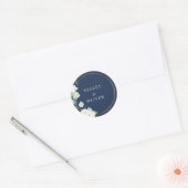 Eucalyptus Cotton | Moderne marinebruiloft Ronde Sticker (Envelop)