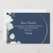 Eucalyptus Cotton Navy Modern Bridesmaid Voorstel Kaart (Achterkant)