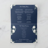Eucalyptus Cotton | Navy Modern Folded Wedding Programma (Binnen)