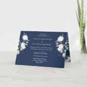 Eucalyptus Cotton | Navy Modern Folded Wedding Programma (Voorkant)
