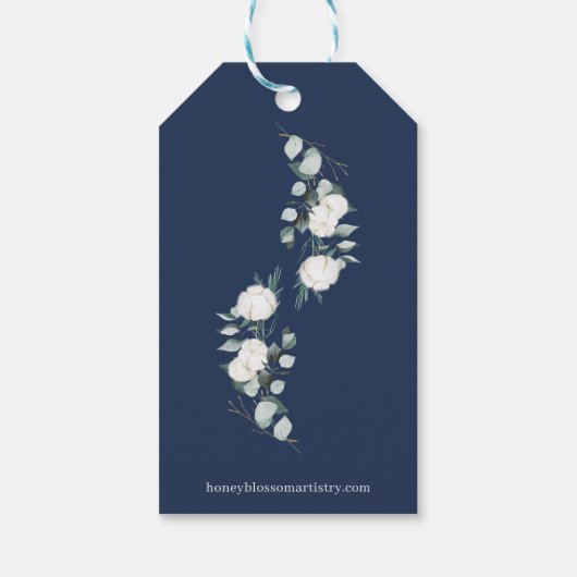 Eucalyptus Cotton | Navy Modern v2 Wedding Gift Ta Cadeaulabel (Achterkant)