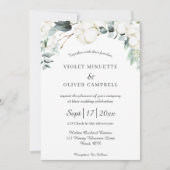 Eucalyptus Cotton | White Modern v3 Wedding Kaart (Voorkant)
