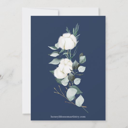 Eucalyptus Cotton | White Modern v3 Wedding Kaart (Achterkant)