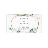 Eucalyptus Cotton | White Modern Wedding Address Etiket (Voorkant)