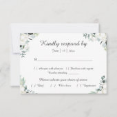Eucalyptus Cotton | White Modern Wedding RSVP Card (Voorkant)