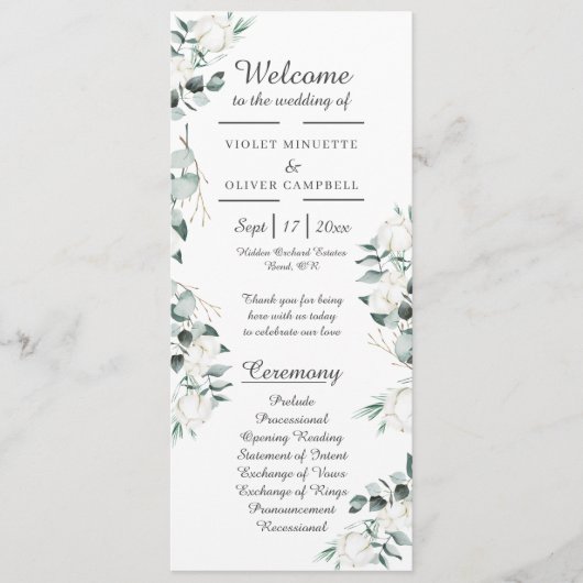 Eucalyptus Cotton | Witboek Modern Flat-programma Programmakaart (Voorkant)