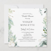 Eucalyptus Cotton | Witte moderne Vrijgezellenfees Kaart (Voorkant)