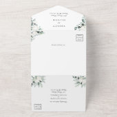 Eucalyptus Cotton | Witte moderne witte RSVP All In One Uitnodiging (Buitenkant)