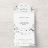 Eucalyptus Cotton | Witte moderne witte RSVP All In One Uitnodiging (Binnen)