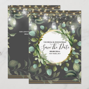 Eucalyptus country garden string licht grijs goud save the date