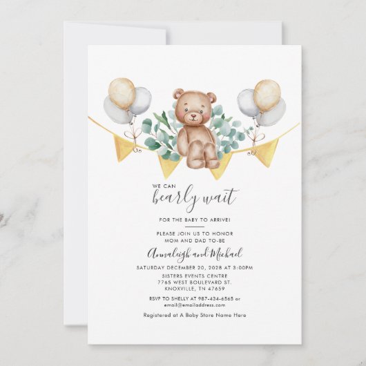 Eucalyptus Couple Baby shower Beer Greenery Script Kaart (Voorkant)