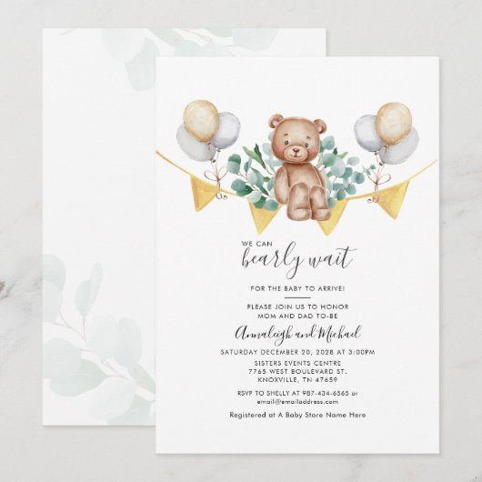 Eucalyptus Couple Baby shower Beer Greenery Script Kaart (Voorkant / Achterkant)