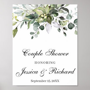Eucalyptus Couple Shower Welkome Poster Sign