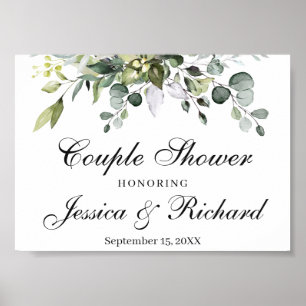 Eucalyptus Couple Shower Welkome Poster Sign