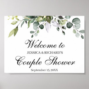 Eucalyptus Couple Shower Welkome Poster Sign