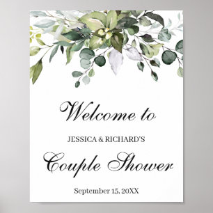 Eucalyptus Couple Shower Welkome Poster Sign