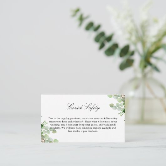Eucalyptus Covid 19 Veiligheidsinformatie bruiloft Informatiekaartje (Staand voorkant)