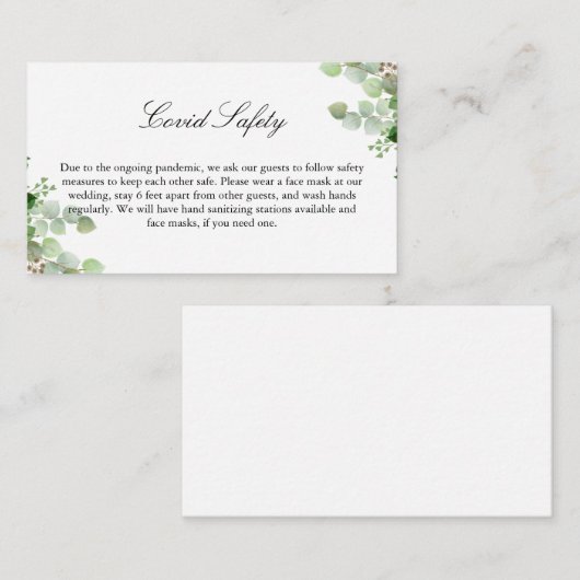 Eucalyptus Covid 19 Veiligheidsinformatie bruiloft Informatiekaartje (Voorkant / Achterkant)