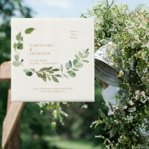 Eucalyptus Cream Bruiloft Vierkant Save the Date
