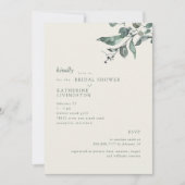 Eucalyptus Cream & Donkergroen Modern Vrijgezellen Kaart (Voorkant)