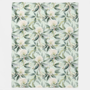 Eucalyptus Cream Salie Bloemen Fleece Gooi Deken