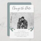 Eucalyptus Crest Aquarel Foto Datum wijzigen Aankondiging (Voorkant / Achterkant)