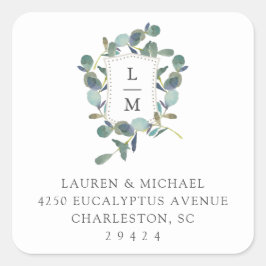 Eucalyptus crest | Botanisch retouradres Vierkante Sticker
