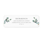 Eucalyptus crest | Eenvoudige Waterverf bruiloft Etiket (Voorkant)