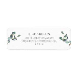 Eucalyptus crest   Eenvoudige Waterverf bruiloft Etiket