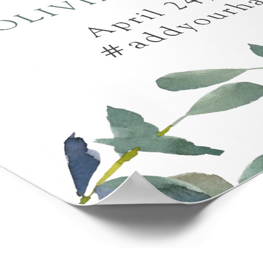 Eucalyptus Crest | Faux Gold Text WeduwWelkomstwoo Poster (Hoek)