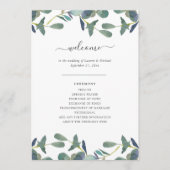 Eucalyptus Crest | Groene lederen Waterverf bruilo Programmakaart (Voorkant)