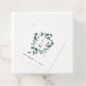 Eucalyptus crest | Monogram Waterverf bruiloft Bedankjes Labels (In situ)