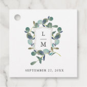 Eucalyptus crest | Monogram Waterverf bruiloft Bedankjes Labels (Voorkant)