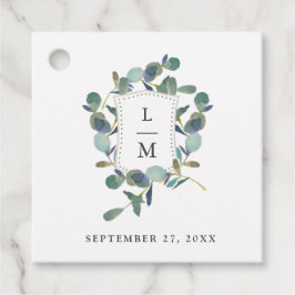 Eucalyptus crest | Monogram Waterverf bruiloft Bedankjes Labels