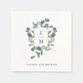 Eucalyptus crest | Monogram Waterverf bruiloft Servet (Voorkant)