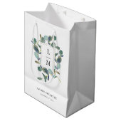 Eucalyptus Crest | Waterverf bruiloft en monogram Medium Cadeauzakje (Voorkant Gekanteld)