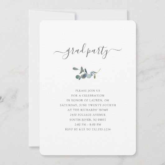 Eucalyptus crest | Waterverf Foto Afstuderen Kaart (Achterkant)