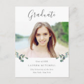 Eucalyptus crest | Waterverf Foto Afstuderen Uitnodiging Briefkaart (Voorkant)