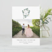 Eucalyptus crest | Waterverf Trouwfoto Bedankkaart (Staand voorkant)