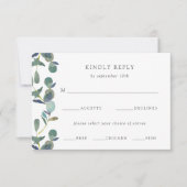 Eucalyptus crest | Waterverf Trouwmaaltijd keuze RSVP Kaartje (Voorkant)