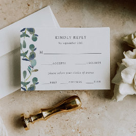 Eucalyptus crest | Waterverf Trouwmaaltijd keuze RSVP Kaartje