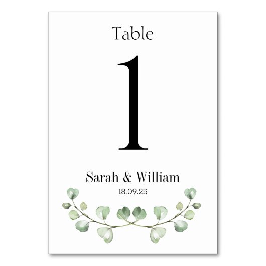 Eucalyptus Crest Weddenschapsnummer Kaart (Voorkant)
