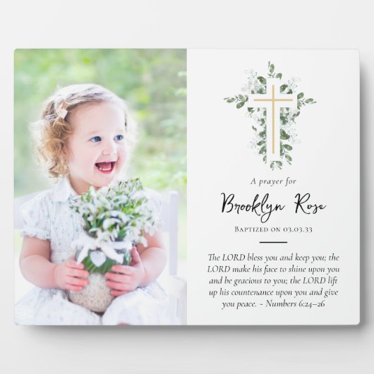 Eucalyptus Cross Baptisme Foto Keepomwille Fotoplaat (Voorkant)