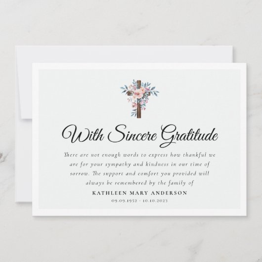 Eucalyptus Cross begrafenismonument Bedankkaart (Voorkant)