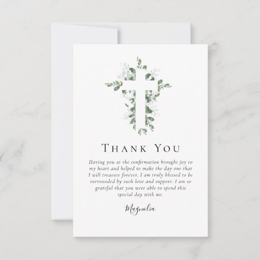 Eucalyptus Cross | Bevestiging Bedankkaart (Voorkant)